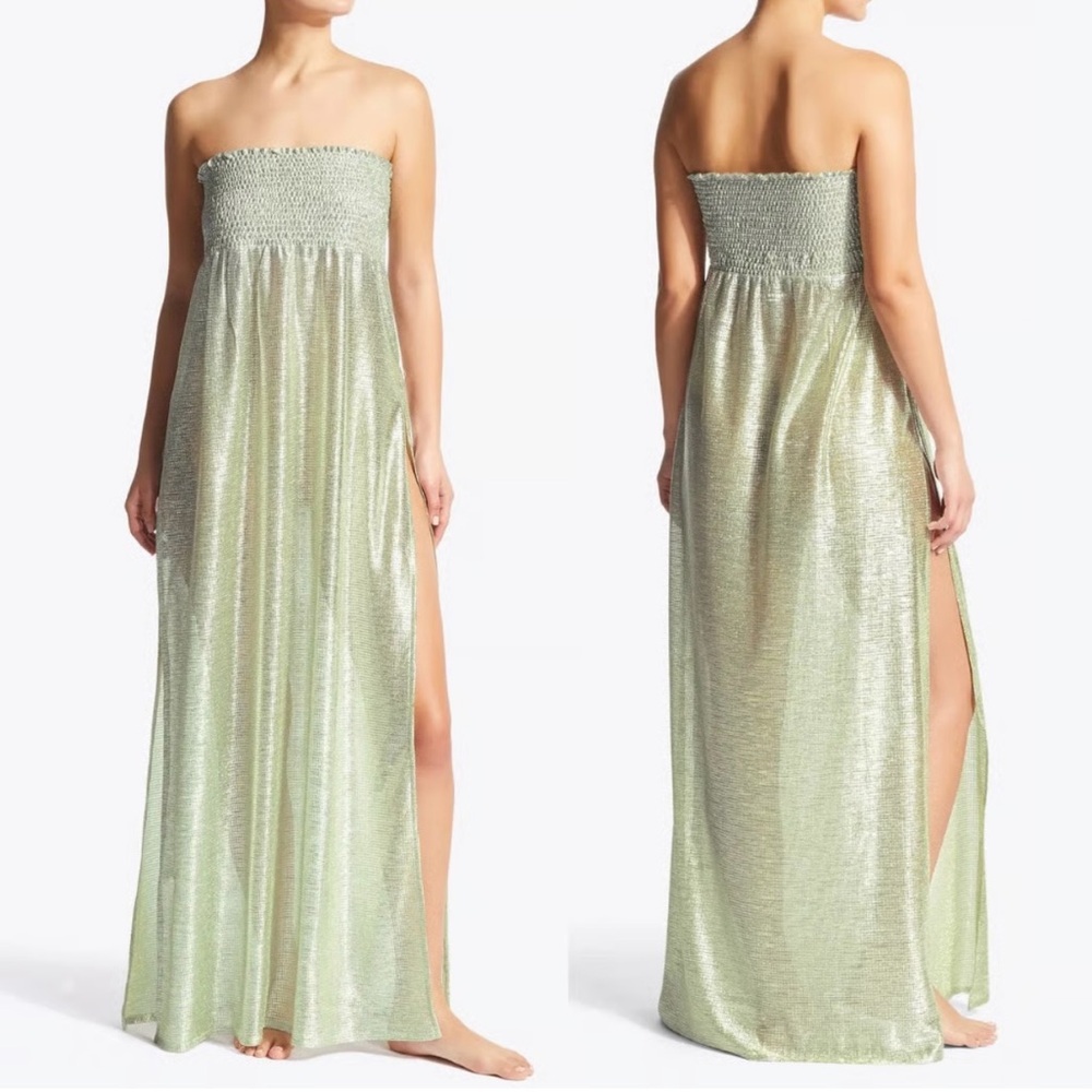 💚💚 KURT GEIGER SHOREDITCH GREEN/SILVER MAXI DRESS-SZ S💚💚NWT - Picture 3 of 17